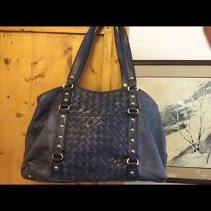 Blue leather max shoulder bag